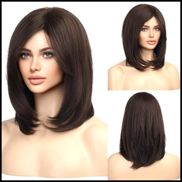 Shoulder Length Bob Wig Synthetic Heat Resistant Glueless Adjustable Cap main image 5